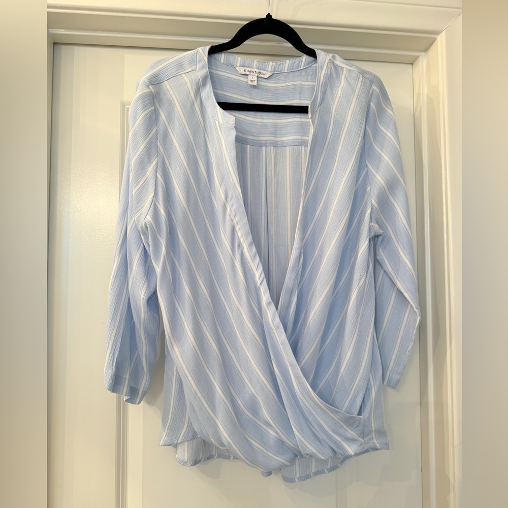 41 Hawthorn Light Blue Surplice Blouse – Size L